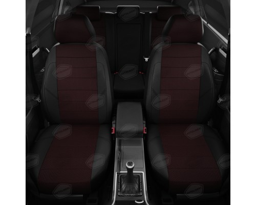 Авточехлы ГАЗель Next (1 низкий,  2 высоких) экокожа-жаккард красная точка комплект AVTOLIDER