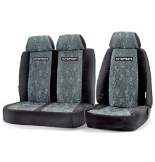 Авточехлы ГАЗЕЛЬ водительские и пассажирские кресла велюр/жаккард черно-серые (7 предм.) AUTOPROFI