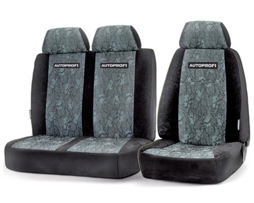 Авточехлы ГАЗЕЛЬ водительские и пассажирские кресла велюр/жаккард черно-серые (7 предм.) AUTOPROFI
