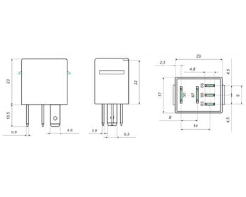 Реле электромагнитное 12V 5-ти контактное 20/10А переключающее АВТОТРЕЙД