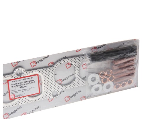 Прокладка ГАЗ-24, УАЗ коллектора комплект (прокл., шпильки, гайки, шайбы) КВАДРАТИС