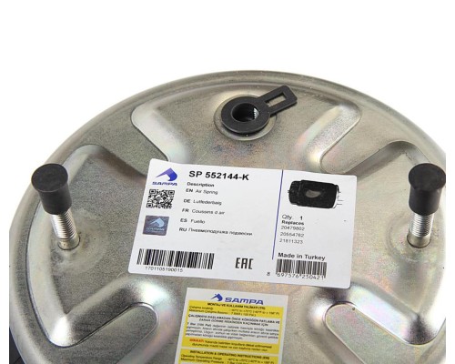 Пневморессора VOLVO (металлический стакан) (2 шп. M10, 1 отв. штуц. M16х1.5мм) SAMPA