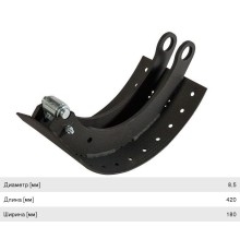 Колодки тормозные SAF полуприцепа ухо/срез (420х180) (накладки 19032) (1шт.) ROSTAR