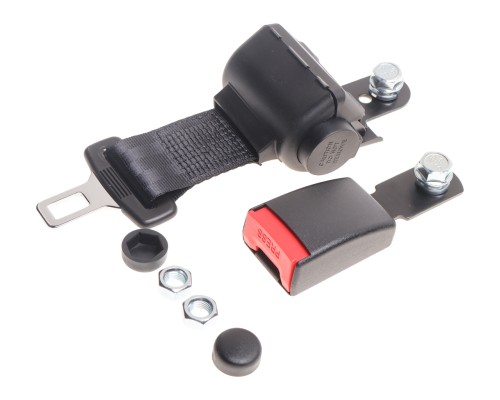 Ремень КАМАЗ, УРАЛ безопасности 2-х точ. авт. катушка на ленте L=1.1м с замком-кронш. L=145мм в сборе