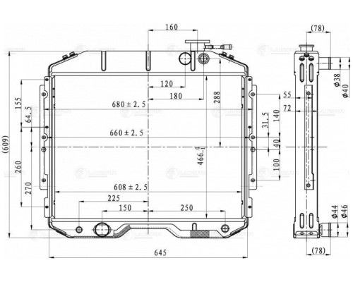 Радиатор ГАЗ-33081, 3309 алюминиевый 2-х рядный дв.ММЗ ЕВРО-3 LUZAR