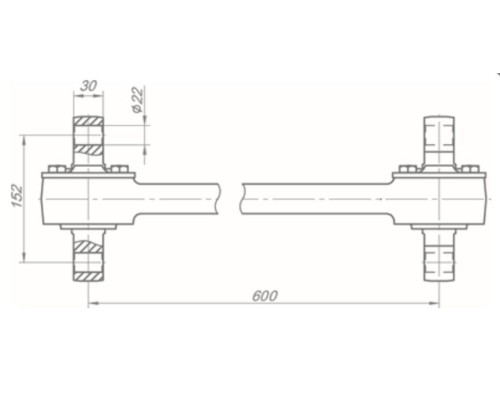 Штанга реактивная КАМАЗ-6520-6460 цельнокованая с двухопорным РМШ L=600мм ROSTAR