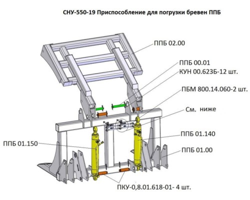Приспособление МТЗ-80, 82 (СНУ-550) для погрузки бревен САЛЬСК