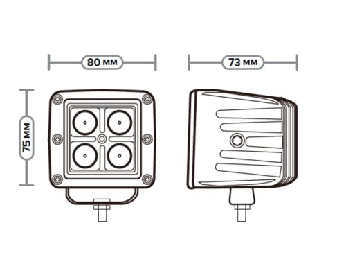 Фара рабочего света квадратная 80х75x73 12Вт 4светодиода направленный свет линзованная AVTOELECTRICA