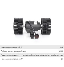 Мотор отопителя SCANIA 4 series (95-) в сборе с крыльчаткой BOSCH