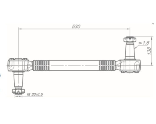 Штанга реактивная КАМАЗ (кроме 6520-6460) обжимная с конусным РМШ L=530мм ROSTAR