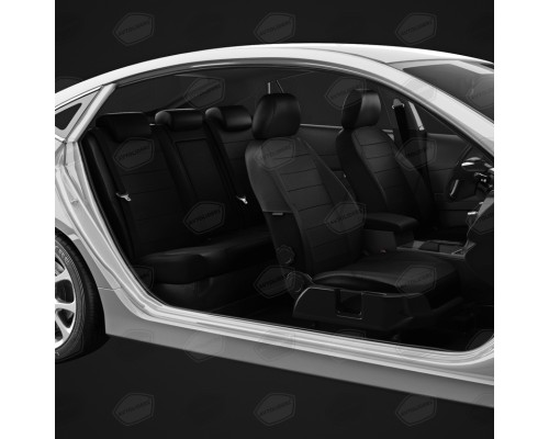 Авточехлы ГАЗель Next (1 низкий,  2 высоких) экокожа черные комплект AVTOLIDER