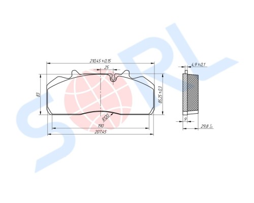 Колодки тормозные КАМАЗ-4308 с ремкомплектом (4шт.) тормозная система WABCO SORL