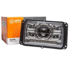 Фара ГАЗ-3102, КАМАЗ, МАЗ, УАЗ-3160 светодиодная (без лампы) Н/О с гладким стеклом с ДХО AVTOELECTRICA