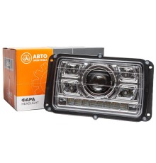 Фара ГАЗ-3102, КАМАЗ, МАЗ, УАЗ-3160 светодиодная (без лампы) Н/О с гладким стеклом с ДХО AVTOELECTRICA