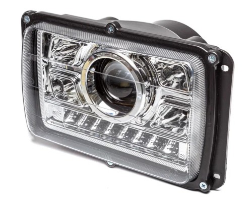 Фара ГАЗ-3102, КАМАЗ, МАЗ, УАЗ-3160 светодиодная (без лампы) Н/О с гладким стеклом с ДХО AVTOELECTRICA