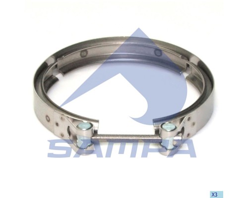 Хомут КАМАЗ-ЕВРО-4 DAF CF85, XF105 выхлопной трубы d=150-160мм (нержавеющая сталь) SAMPA