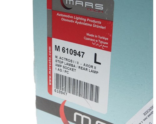 Фонарь задний MERCEDES Actros левый (525х140мм) АМР разъем сбоку MARS TECH