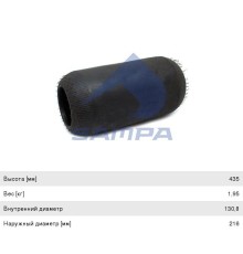 Пневморессора MERCEDES IVECO RENAULT (чулок) (460х210мм, отв. 130.8х130.8мм) передняя SAMPA