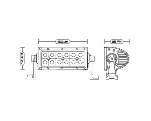 Балка светодиодная 12/24V 36W (12 светодиодов) 183х120х85 направленный свет AVTOELECTRICA