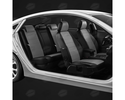 Авточехлы ГАЗель Next (3 высоких) экокожа черно-серые комплект AVTOLIDER