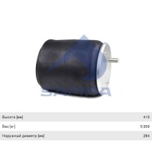 Пневморессора SCHMITZ (пластиковый стакан) (2 отв. M10+штуцер M22х1.5мм) высокая SAMPA