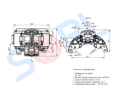 Суппорт МАЗ-206 левый в сборе SORL