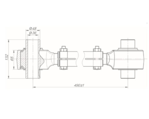 Штанга реактивная СЗАП регулируемая с трубчатым РМШ L=490мм ROSTAR