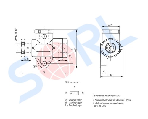 Клапан ГАЗ Валдай Next, ГАЗель Next, ГАЗон Next, Садко М16х1.5 двухмагистральный SORL