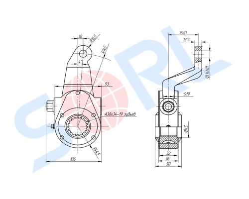 Рычаг тормоза регулировочный SITRAK HOWO SHAANXI SHACMAN задний правый SORL