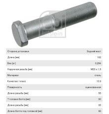 Шпилька колеса MERCEDES Atego (М20х1.5x95) FEBI