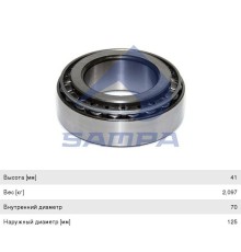 Подшипник ступицы MERCEDES RENAULT передней внутренний (33214) (70х125х41мм) SAMPA