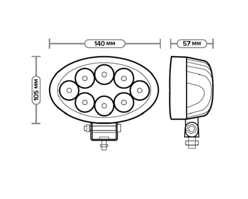 Фара рабочего света овальная 140х105х57 24Вт 8 светодиодов направленный свет AVTOELECTRICA