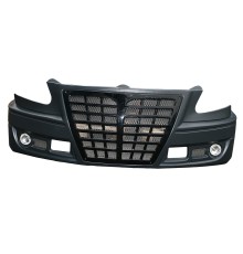 Бампер ГАЗ-3302 Бизнес передний Н/О c противотуманными фарами некрашеный (решетка АУДИ) ТЕХНОПЛАСТ