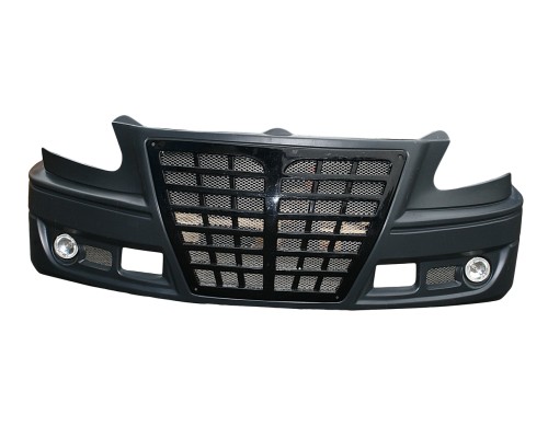 Бампер ГАЗ-3302 Бизнес передний Н/О c противотуманными фарами некрашеный (решетка АУДИ) ТЕХНОПЛАСТ