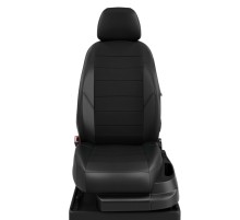 Авточехлы ГАЗель (94-10) (3 высоких) экокожа черные комплект AVTOLIDER