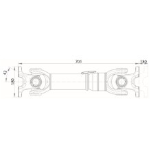 Вал карданный КАМАЗ заднего моста (4 отверстия,  торцевые шлицы) L=701+120мм ROSTAR