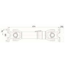 Вал карданный КАМАЗ среднего моста L=1199мм ROSTAR