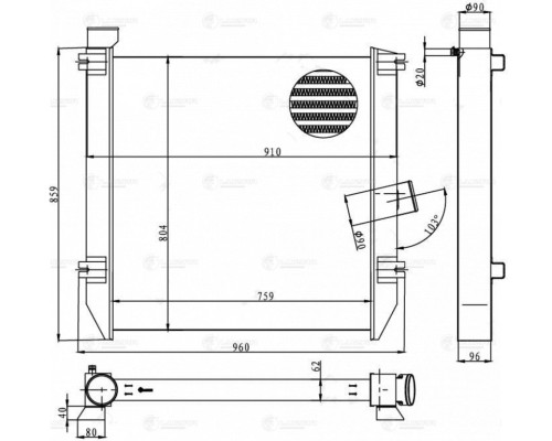 Охладитель МАЗ-103, 107 дв.OM906 наддувочного воздуха LUZAR