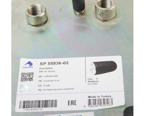 Пневморессора DAF 95 (без стакана) (3 шп.,  2шт. M16х1.5мм без отбойника) SAMPA