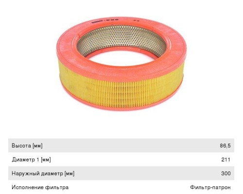 Элемент фильтрующий ГАЗ-2410, 3102 воздушный BOSCH