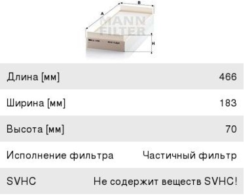 Фильтр воздушный салона MAN TGA, TGL, TGS, TGX MANN