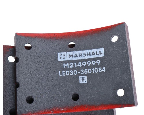 Накладка тормозной колодки JAC N75, N80 КАМАЗ Компас-9 передней/задней сверл.к-т 8шт.с закл.MARSHALL