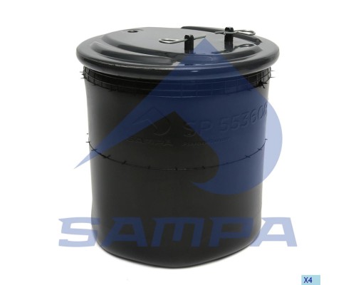 Пневморессора SCANIA R series (металлический стакан) (2 штыря d=12мм,  1 отв. М16х1.5мм) SAMPA