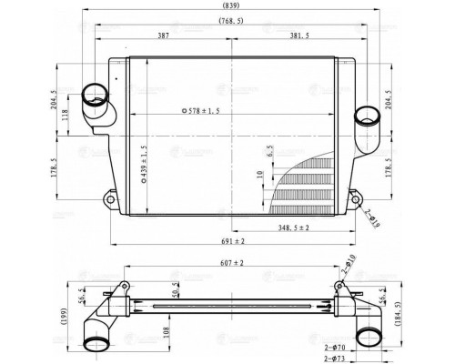 Охладитель ГАЗ-33104 наддувочного воздуха алюминиевый LUZAR