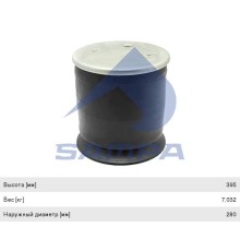 Пневморессора SCHMITZ (пластиковый стакан 1отв.) (2 отв. M10, 1отв. M22х1.5мм) низкая SAMPA