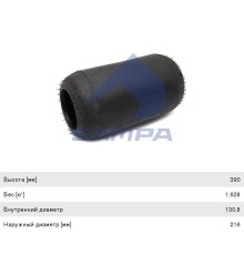 Пневморессора IVECO SCANIA (чулок) (390х216мм, отв. 130.8х130.8мм) SAMPA
