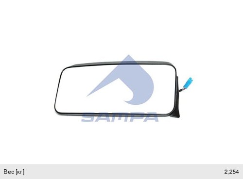 Зеркало боковое КАМАЗ-5490 MERCEDES Axor левое с подогревом SAMPA