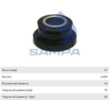 Сайлентблок КАМАЗ-5490 MERCEDES Actros кабины передний (70х40х47мм) SAMPA