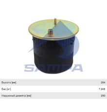 Пневморессора MAN TGL (металлический стакан) (1шп.+возд.1отв.) SAMPA