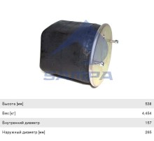 Пневморессора SCHMITZ (без стакана) (2 шп. M12 смещ. 25 1 отв.-шт. M22 Н:отв. D156.5) SAMPA